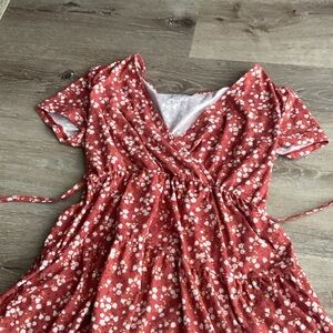 No Boundaries Red Floral Kids Casual Dress